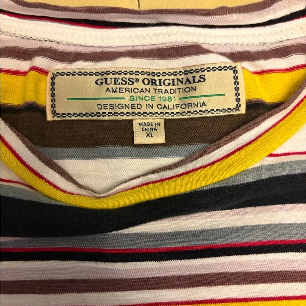 Vintage Guess Striped T Shirt Short Sleeve Men’s Size XL Rare Find🔥🔥 - Picture 3 of 7
